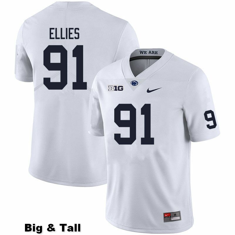 NCAA Nike Men's Penn State Nittany Lions Dvon Ellies #91 College Football Authentic Big & Tall White Stitched Jersey NLT0198DW